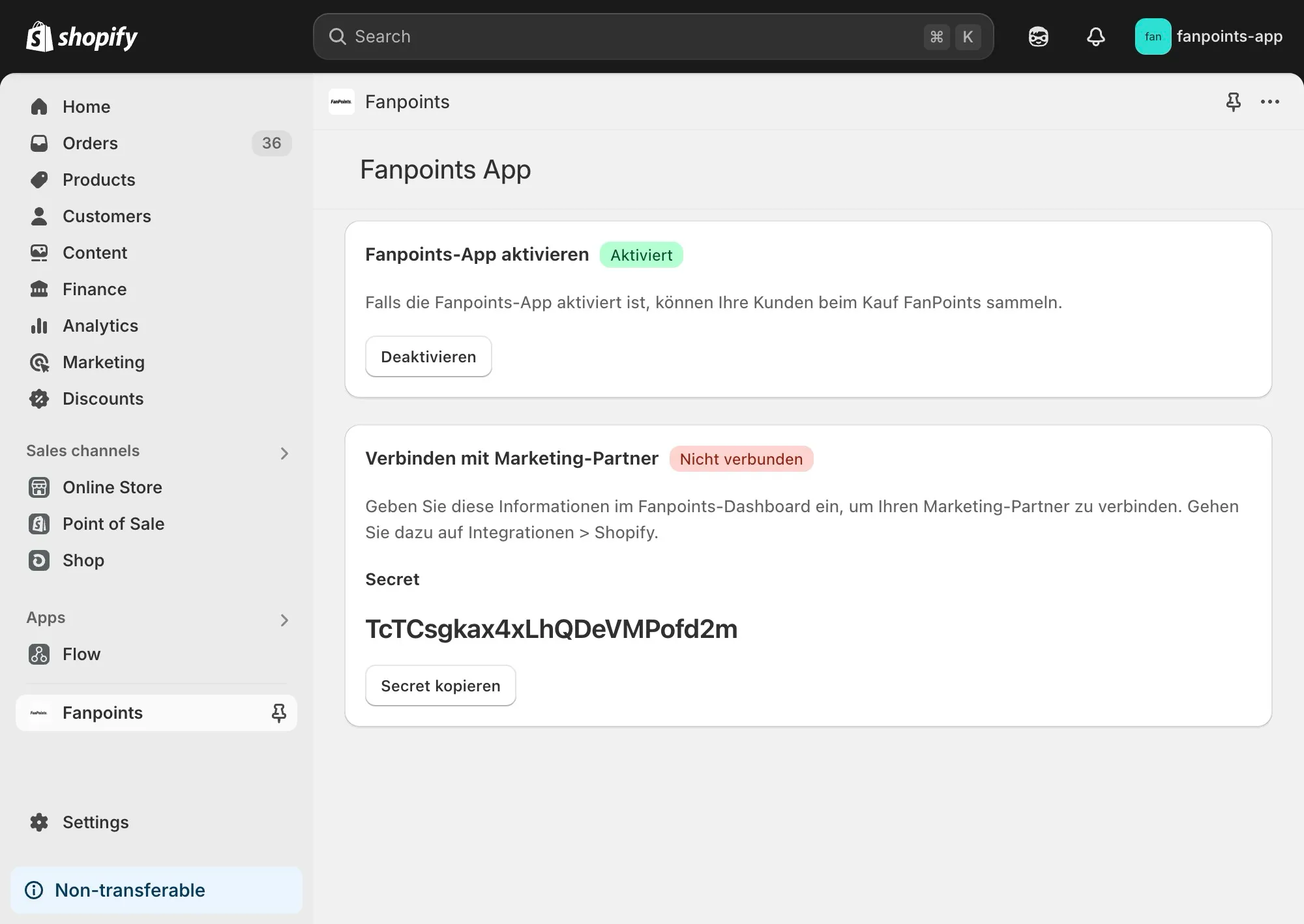 Shopify Plugin Settings